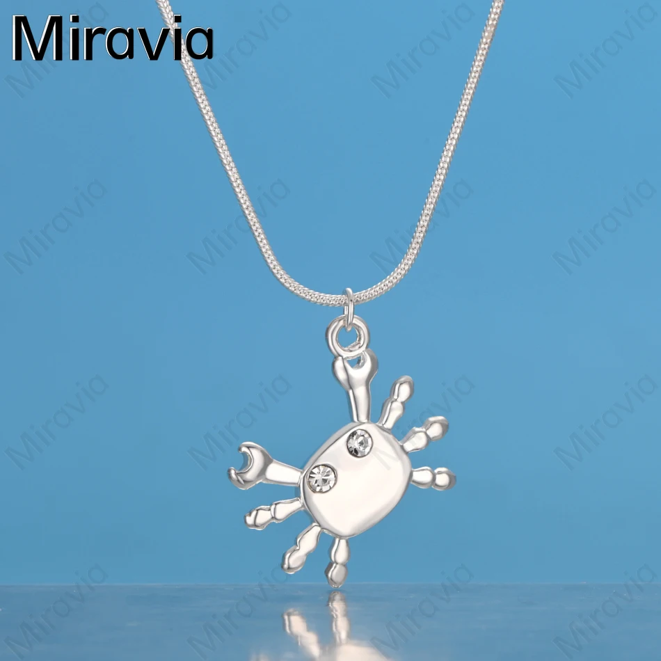 

Miravia 925 Sterling Silver Crab Inlaid Zirconia Pendant Necklace Daily Accessories Women'S Simple And Elegant Jewelry