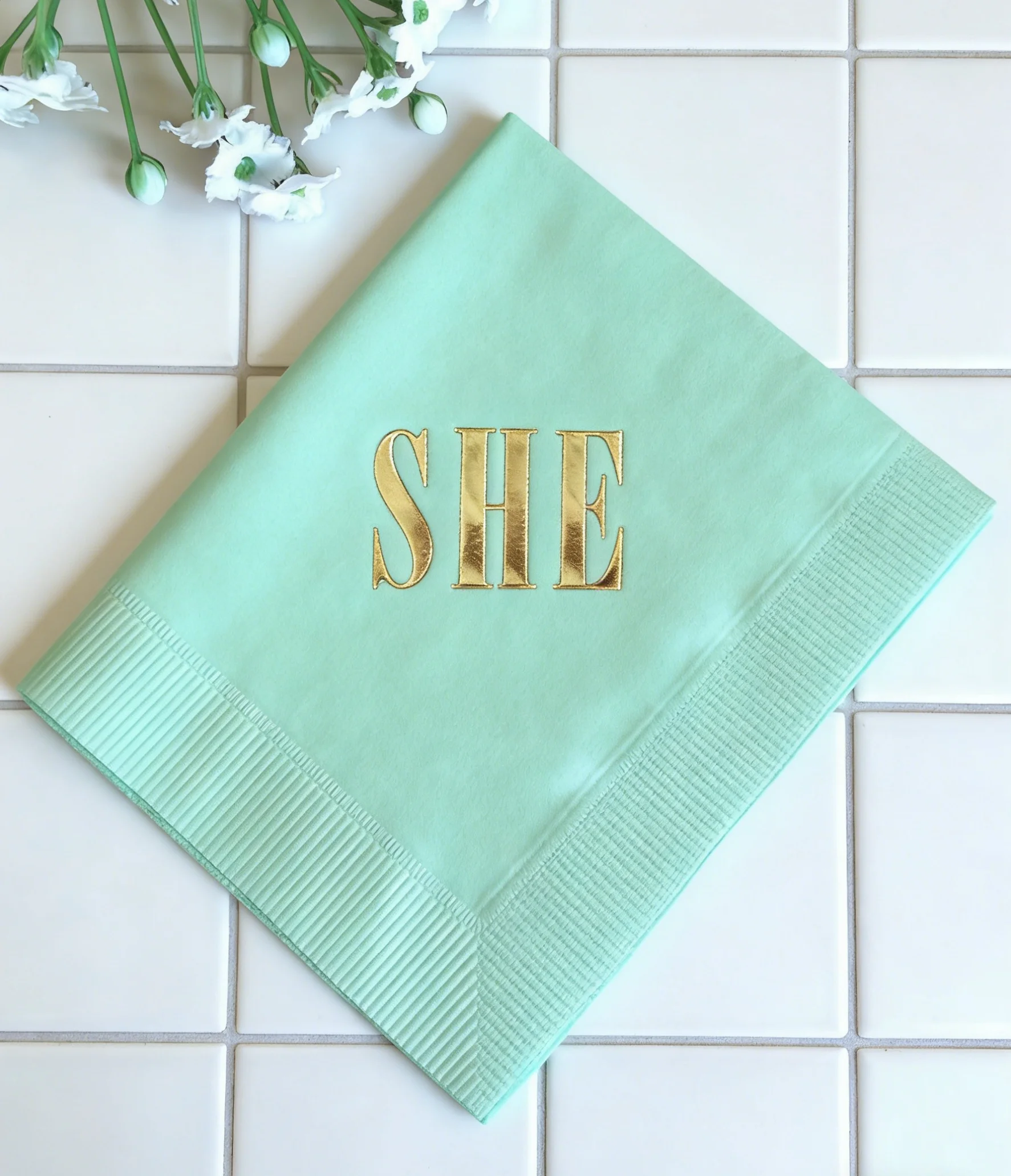 50pcs Personalized Monogram Baby Shower Napkins | Custom Name Beverage Cocktail Paper Napkins | Disposable Luncheon Party Napkin