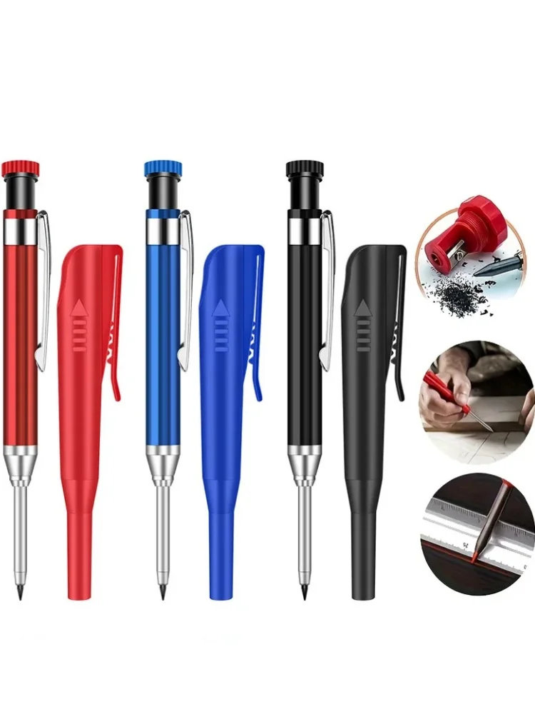 2,8mm Metall Solide Zimmermann Druckbleistift Mit Halter Tiefe Loch Mechanische Marker Ständer Tasche Clip Bleistift Werkzeug Holzarbeiter – Detail 5