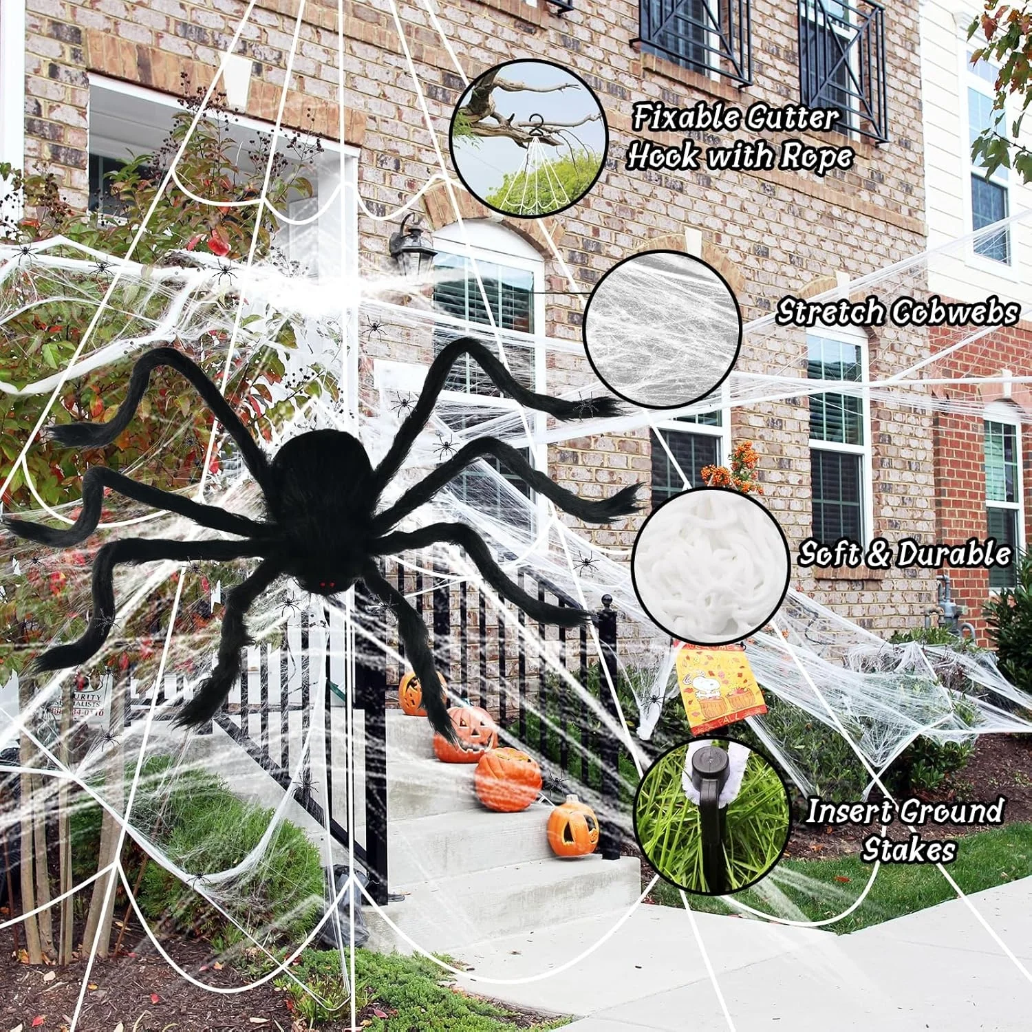 

Halloween Plush Spiders Set,Scary Fake Spider for Indoor Outdoor Halloween Decor for Home Party Yard Haunted House Decorations