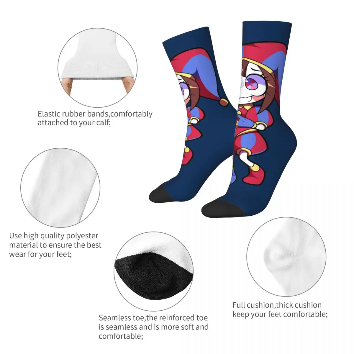 The Amazing Digital Circus Pomni Socks Men Women Casual Cartoon Socks Novelty Spring Summer Autumn Winter Middle Tube Socks Gift