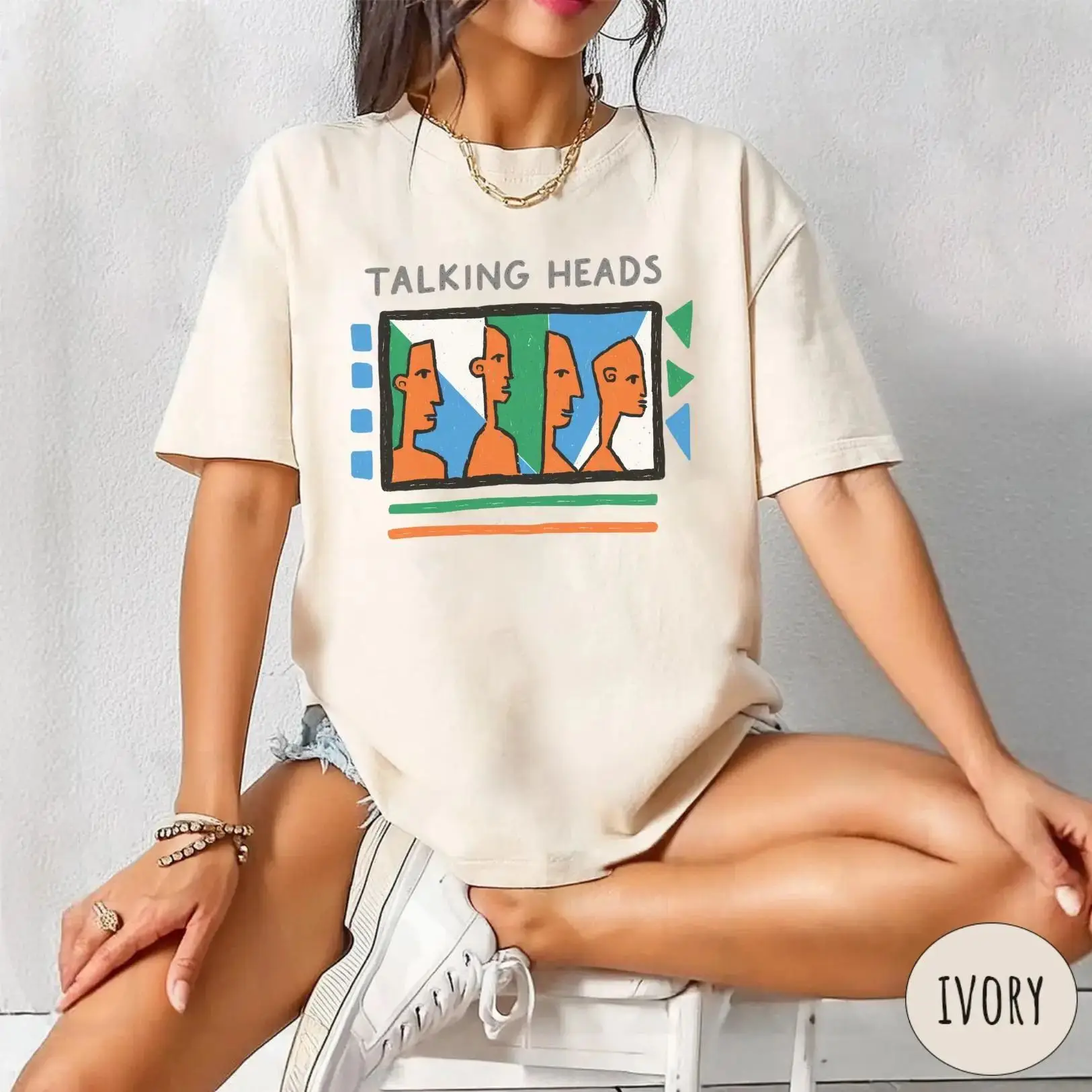 

Футболка Talking Heads в винтажном стиле Y2K, с принтом, из хлопка, с коротким рукавом, повседневная, свободного кроя, уличная одежда, оверсайз, спортивная футболка унисекс