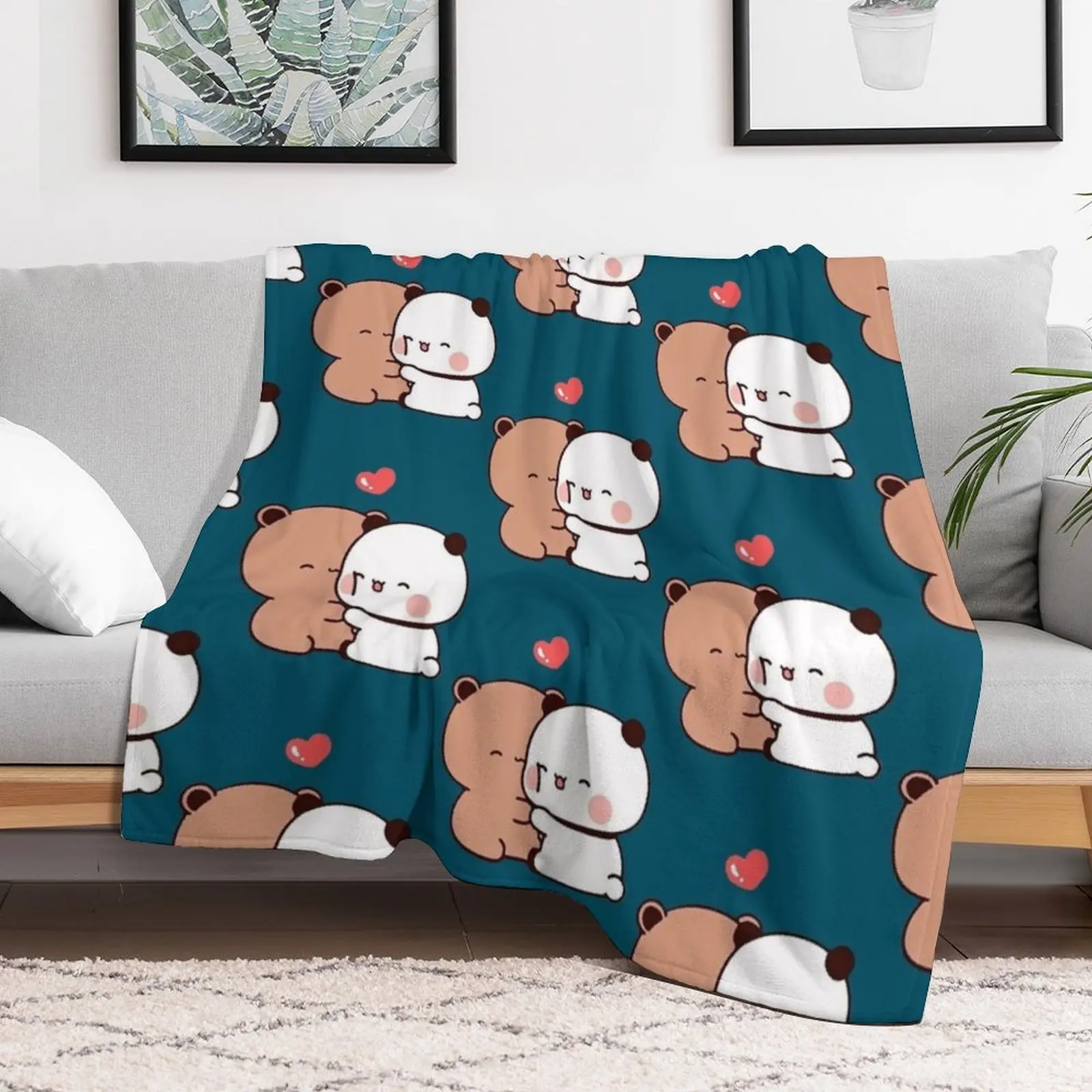 DuDu Bear and BuBu Panda special moment?? Active Throw Blanket Giant Sofa cosplay anime Hairys Blankets For Baby Blankets