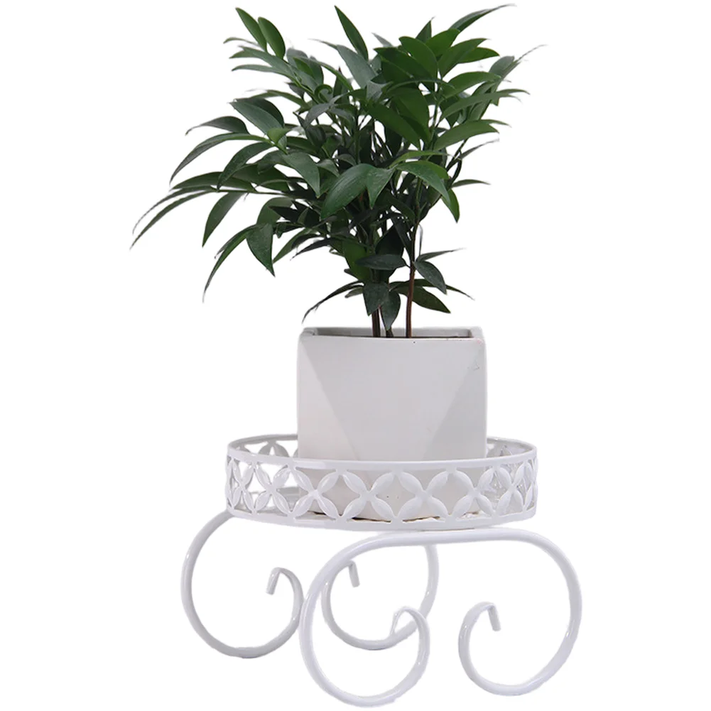 For Indoor Iron Plant Stand with Geometric Openwork and Electrostatic Finish Available in White and Black Options