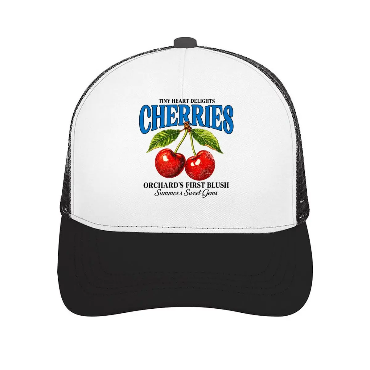 Tiny Heart Delights Cherries Orchards First Blush Summers Sweet Gems Mesh Baseball Cap Casual Hat Outdoor