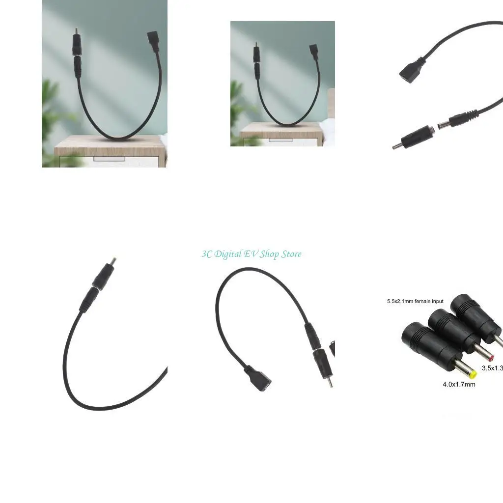E74D Micro USB Female to 5.5x2.1mm Male Adapter Set for LED Lights and Speakers with 4.0mm 3.5mm 2.5mm Adapter Plugs