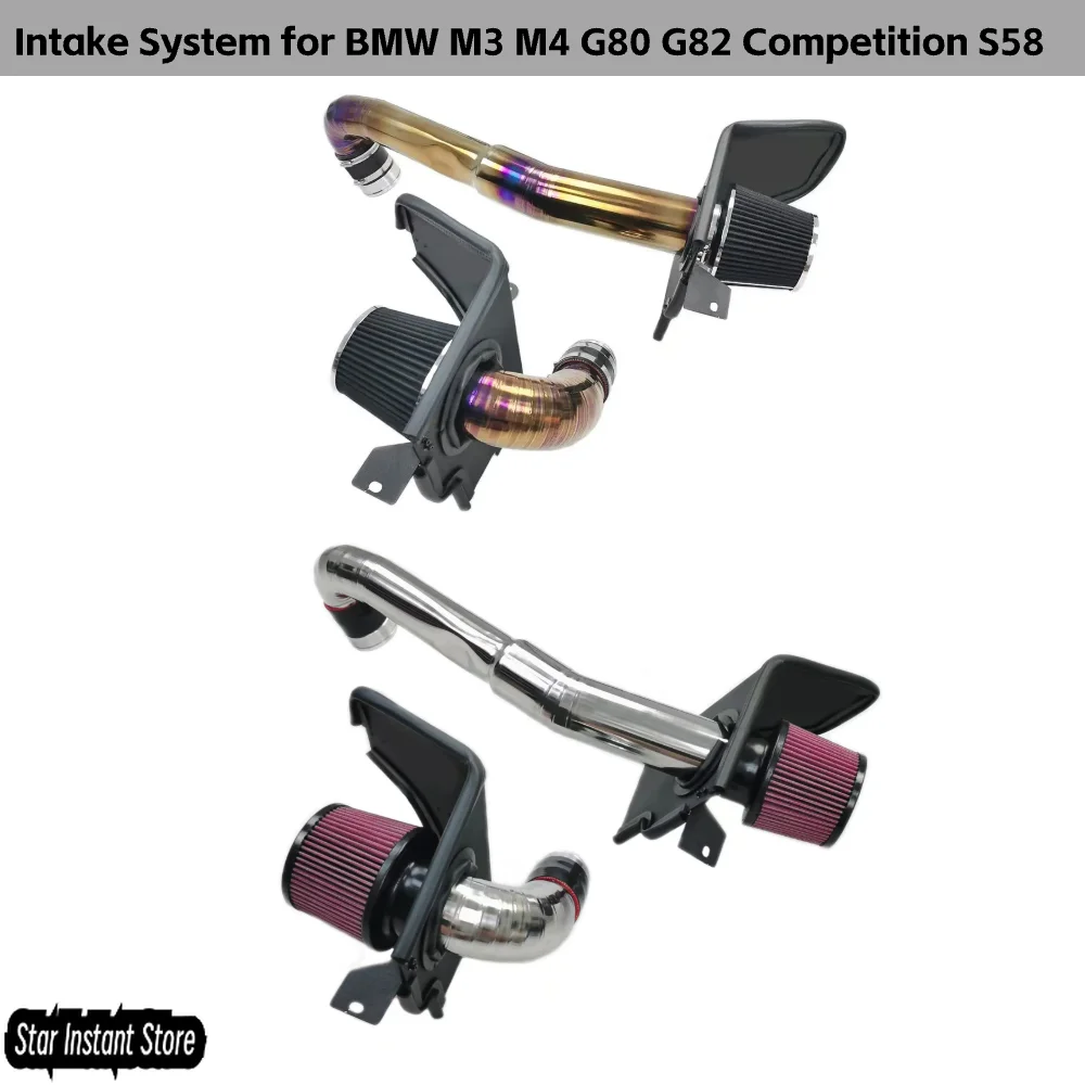 

3-дюймовая титановая система впуска холодного воздуха для соревнований BMW M3 M4 G80 G82 2021+, алюминиевый воздушный фильтр с высоким расходом