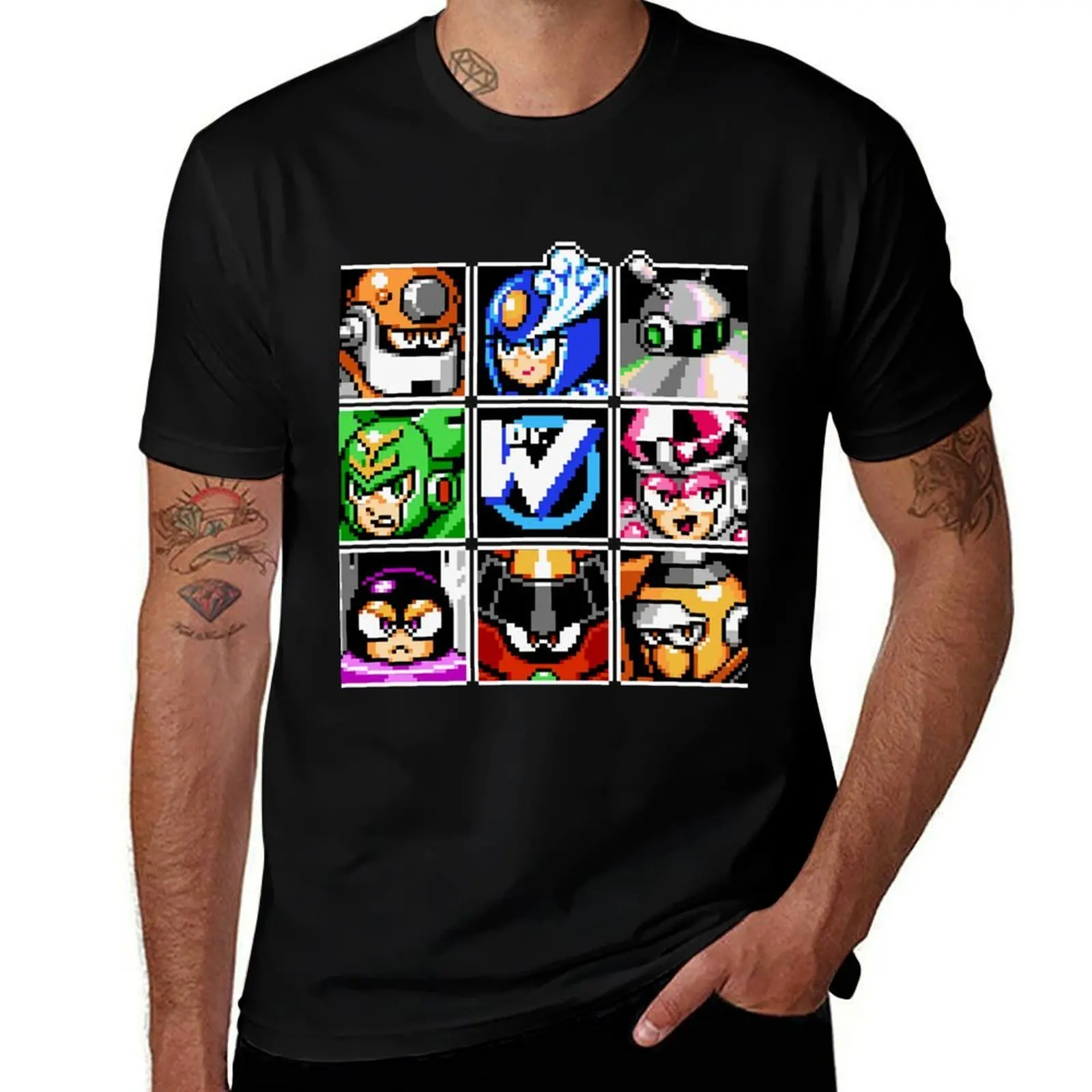 

Classic Megaman 9 robot masters pixel T-Shirt anime t shirts gifts for boyfriend Anime t-shirt men tshirt