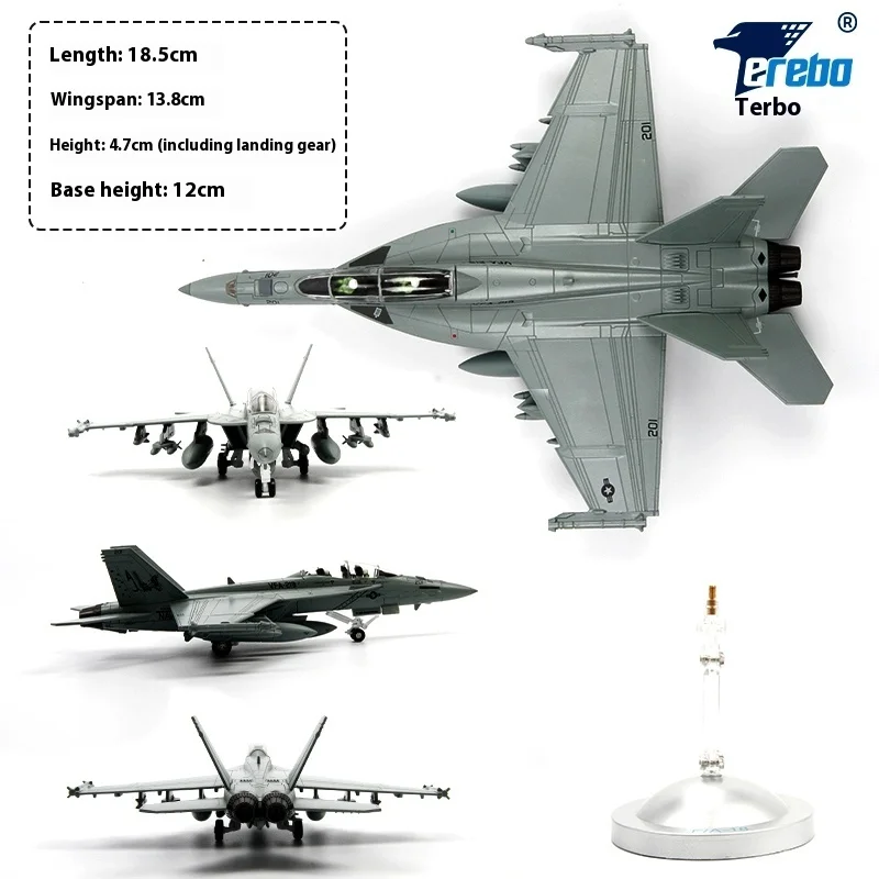 Terbo 1:100 F18 Super Hornet Alloy Aircraft Model Carrier Based Fighter Model F/A-18 Desktop Decoration