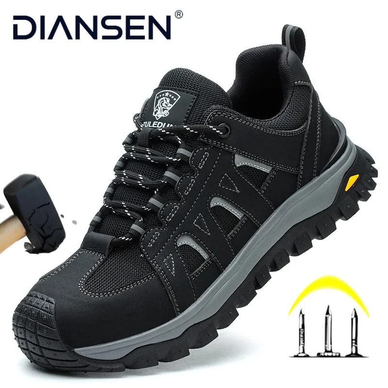 

Steel Toe Lightweight Breathable Safety Shoes Men Kevlar-Midsole Anti-Puncture Anti-Smash Non Slip Construction Work Shoes