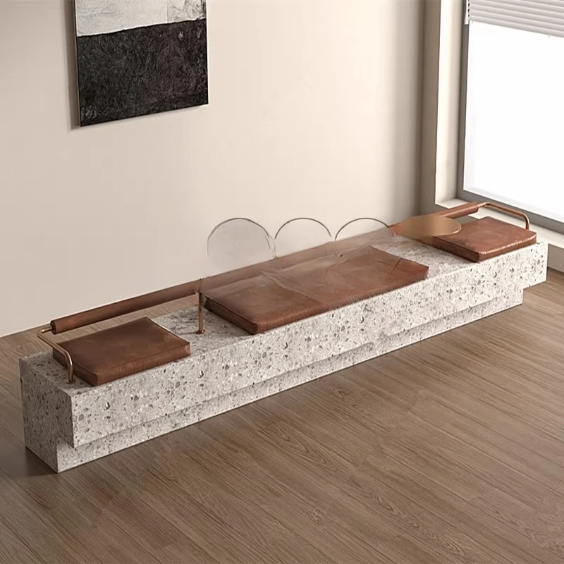 Light luxury is stone solid wood, bench model room cafe hotel bench booth sofa stool