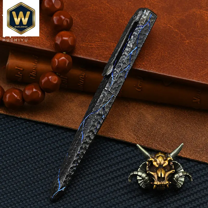 Handmade Carved Titanium Alloy Tactical Pen, Split Rock Tungsten Steel Self-Defense Pen , Self-Defense Signature Pen EDC