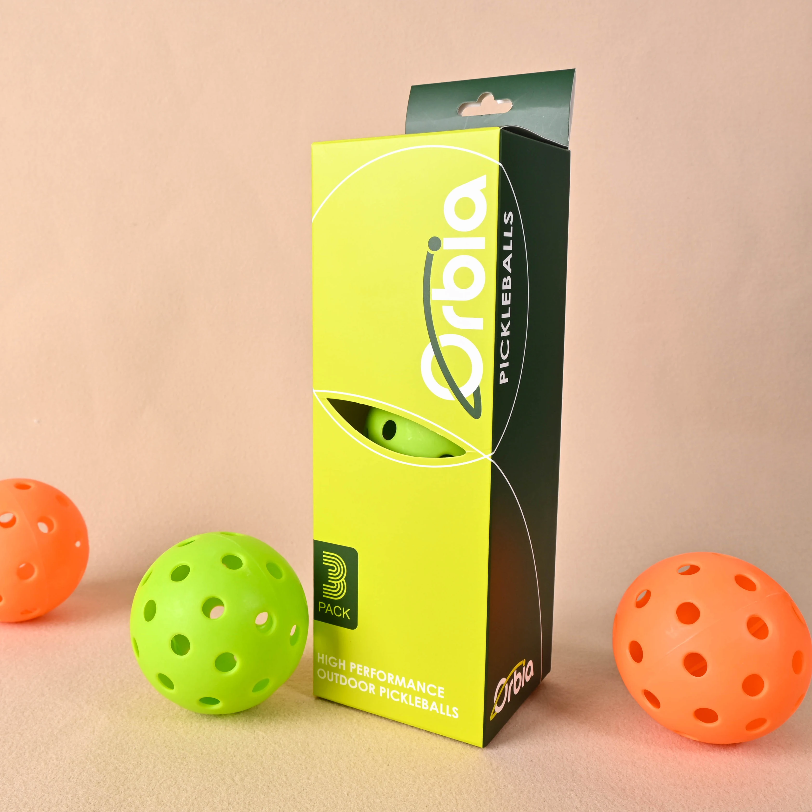 Orbia Sports 3Pcs Durable Pickleball Balls Outdoor 40 Holes Training Pickleball Accessories 74mm Standard Pickle Balls