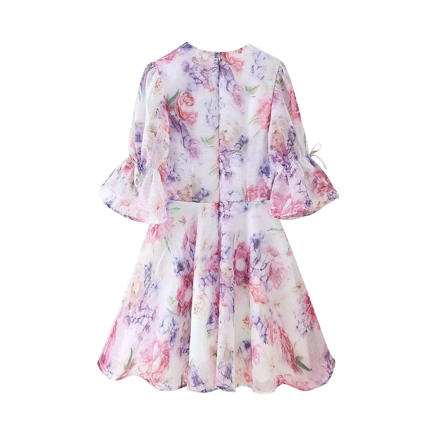 2025 floral impresso verão vestidos femininos manga puff com decote em v em camadas vestidos doce moda 2025 feminino mini vestidos