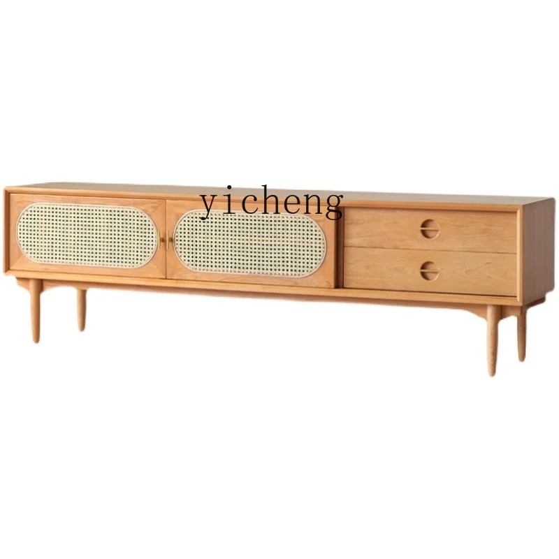 

ZZ rattan solid wood TV cabinet storage simple modern homestay coffee table combination floor cabinet