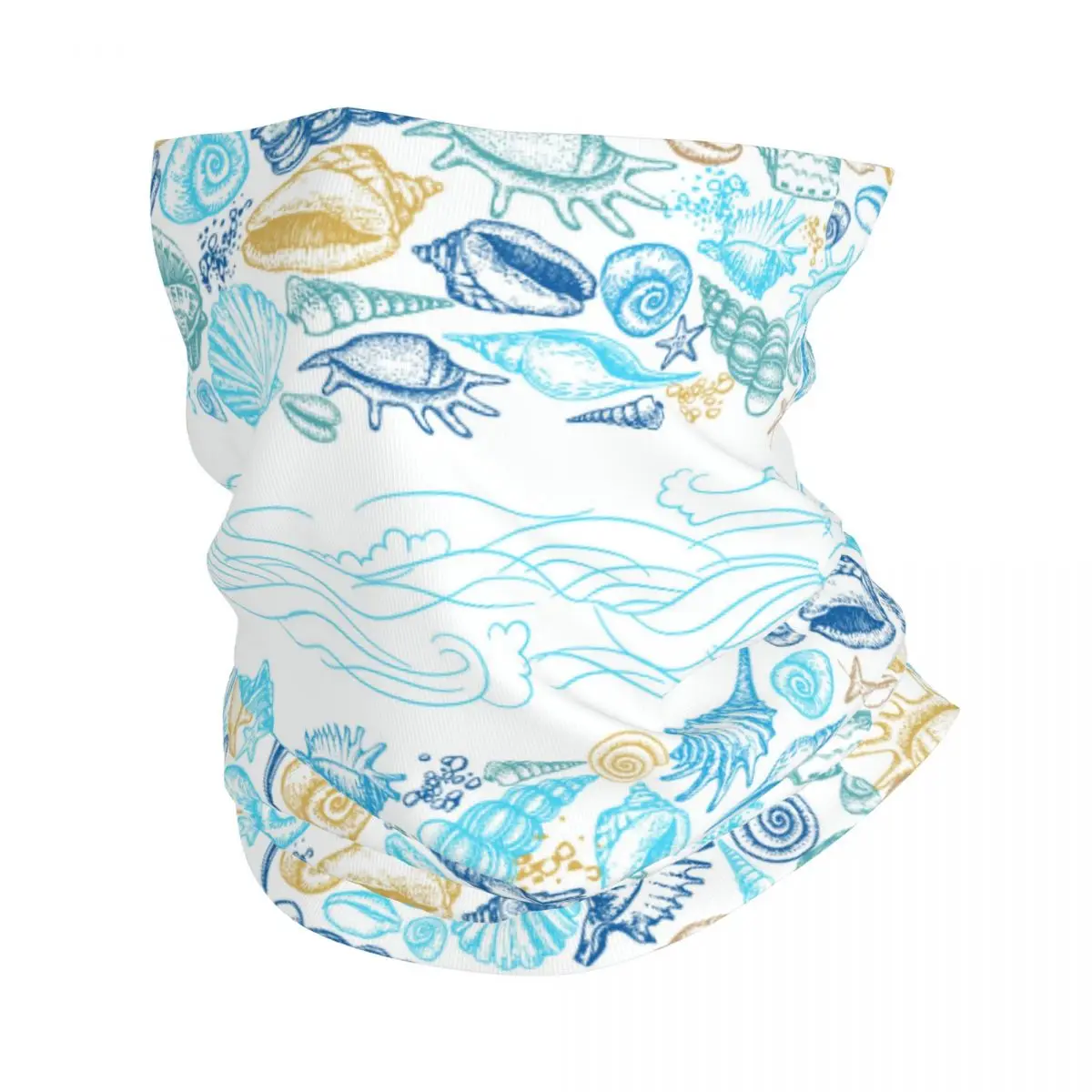 Sea Shells Pattern Thin Wrap Scarf Bandana Neck Gaiter Face Cover Headband