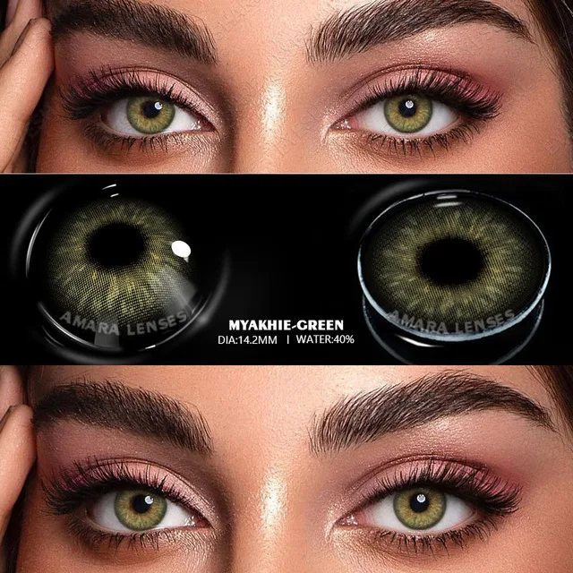 AMARA Natural Colored Contacts Lenses 2pcs Blue Contacts Beautful Pupils Color Contacts Yearly Makeup Green Eyes Contact Lens