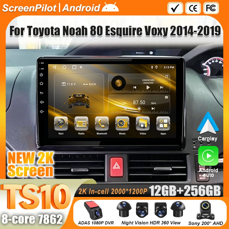 Android 16 for Car Radio Toyota Noah 80 Esquire Voxy 2014 2015 2016 2017 2018 2019 Multimedia Video Player 2 DIN Carplay 8 Core