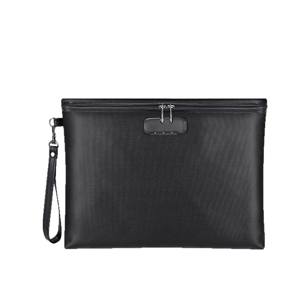 

Heat-resistant Code Lock Fireproof Document Bag with Lock Portable Zipper Cash Pouch Large Capacity 10 Card Slots