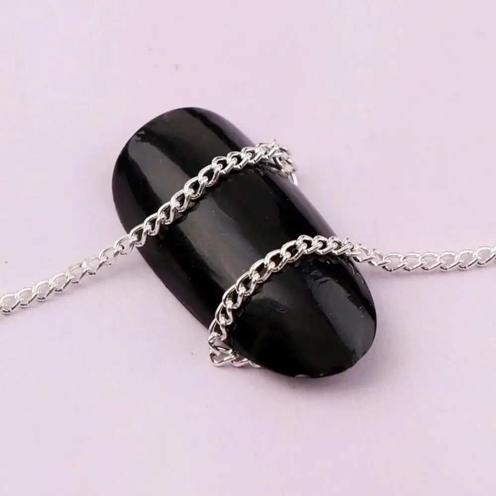 Fashion 0.8~1 Meter Length Nail Chain Width 2mm Silver Metal Chain Punk Style DIY Hollow Nail