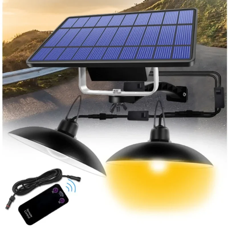 

New Solar Outdoor Lamps Waterproof Courtyard Hanging Light Shed Light Garage Light Remote Control Single Head Dual Head