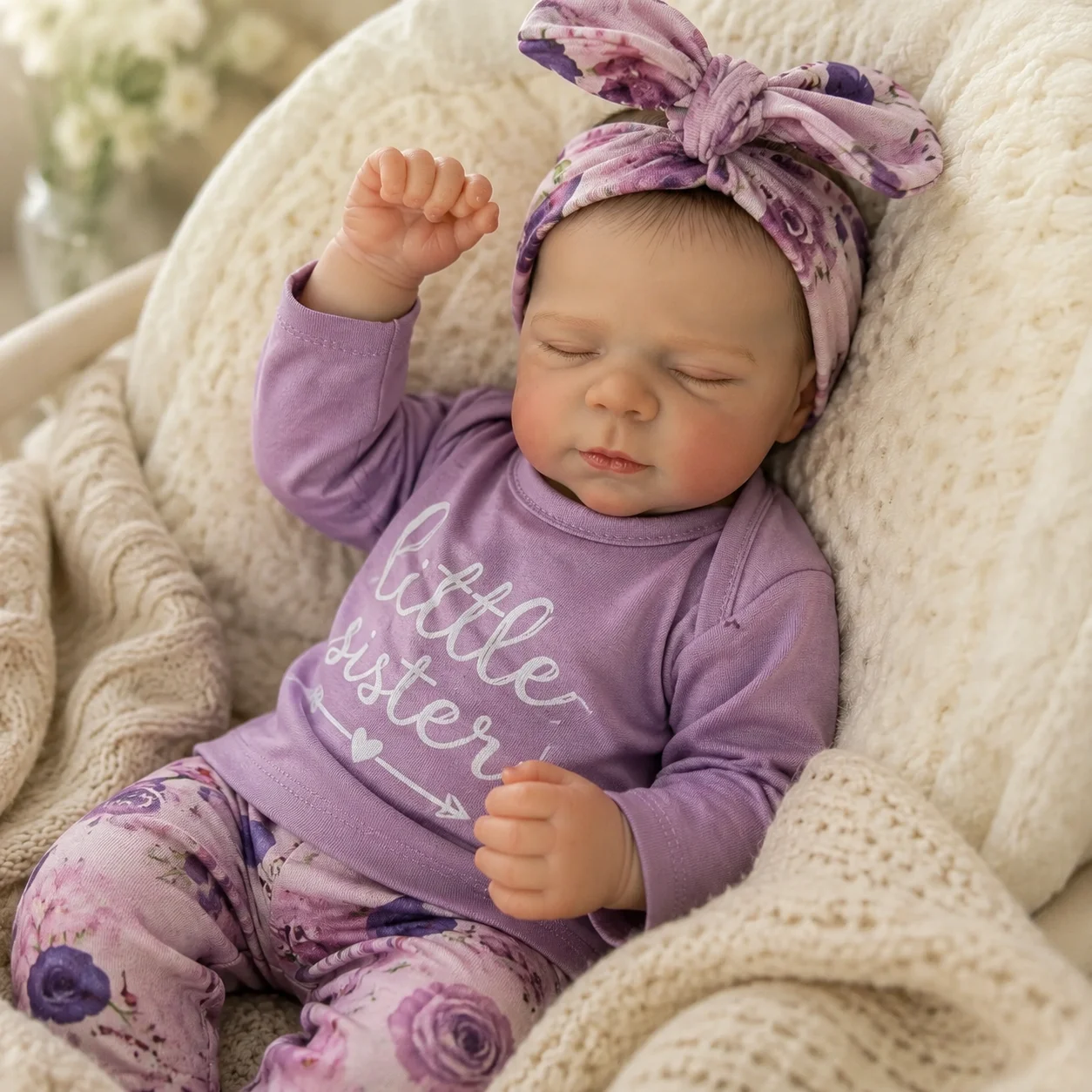 18 Inch Pascale Reborn Baby Doll Bald Closed Eyes Full Vinyl Body Hand Painted Lifelike Newborn Art Doll Collectible Birthday Gift（TT）