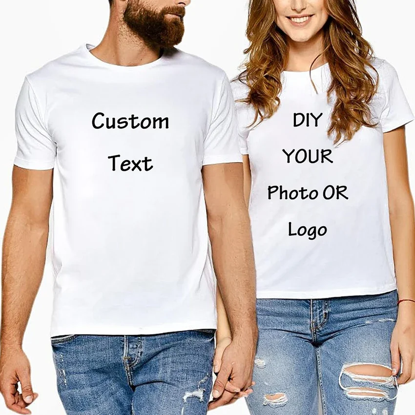 DIY Photo Logo Birthday Customized Printed T-Shirt Your OWN Design Picture Custom Couple Tshirt Brand Text My Pet Car Casual Tee