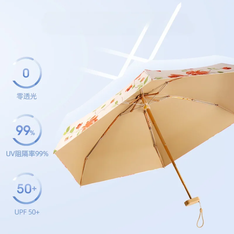 Mini Pocket Uv Sunshine Sunny and Rainy Umbrella Folding Flat Sunscreen Umbrellas for Women Small Parasol Portable Waterproof