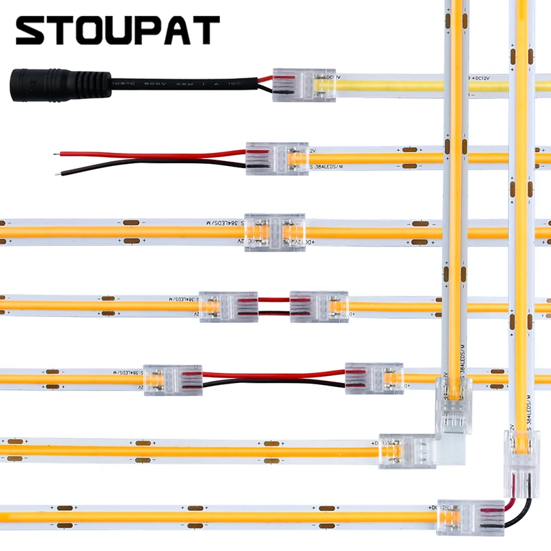 8mm 10mm 2-pinowe złącze taśmy LED COB Światła w kształcie litery L Złącza narożne LED do taśm SMD COB 5050 2835 Stałe zaciski