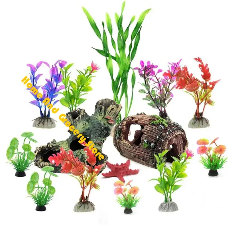

0XXA 14pack Artificial Landscaping Plant Fish Tanks Decoration Natural Unique Plant