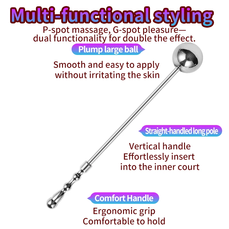 Handheld Stainless Steel Ball-Shaped Massage G Spot Wand Metal Anal Butt Plug Masturbation Pleasure Stick Anus Stimulator Sextoy view 4