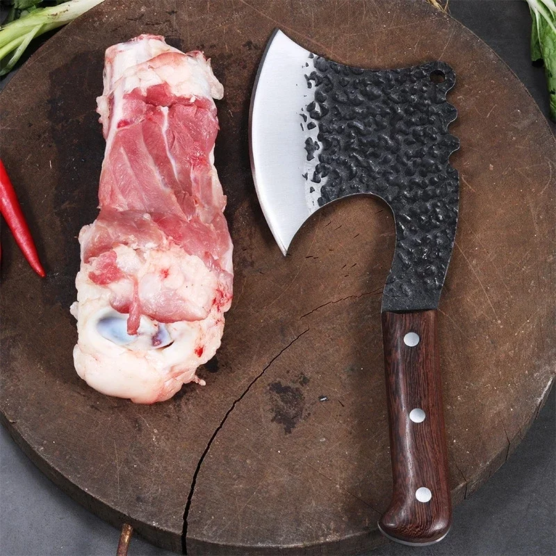 Heavy Duty Chopping Bone AXE Knife Axe Hand Forged Blade Butcher Boning Knife Utility AXE Wood Handle Chef Cooking Cutter Tools