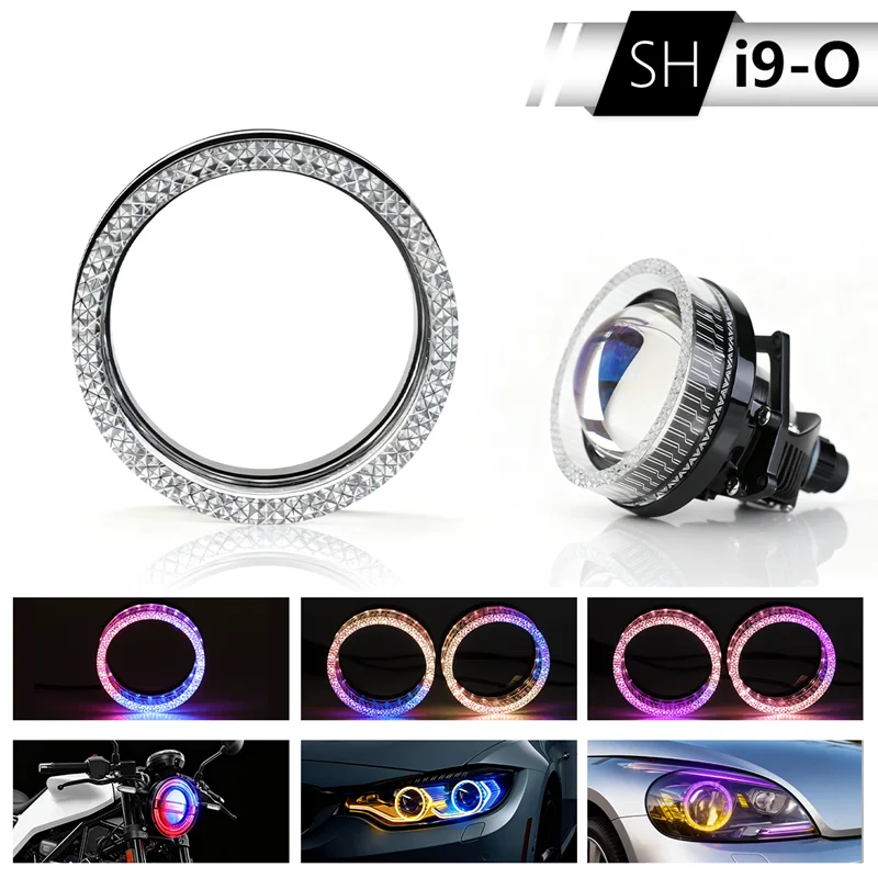 5D RGB APP Bluetooth Angel Eyes Halo Rings Lights with Turn Signal Lights LED Motorcycle Retrofit DRL Car Headlight