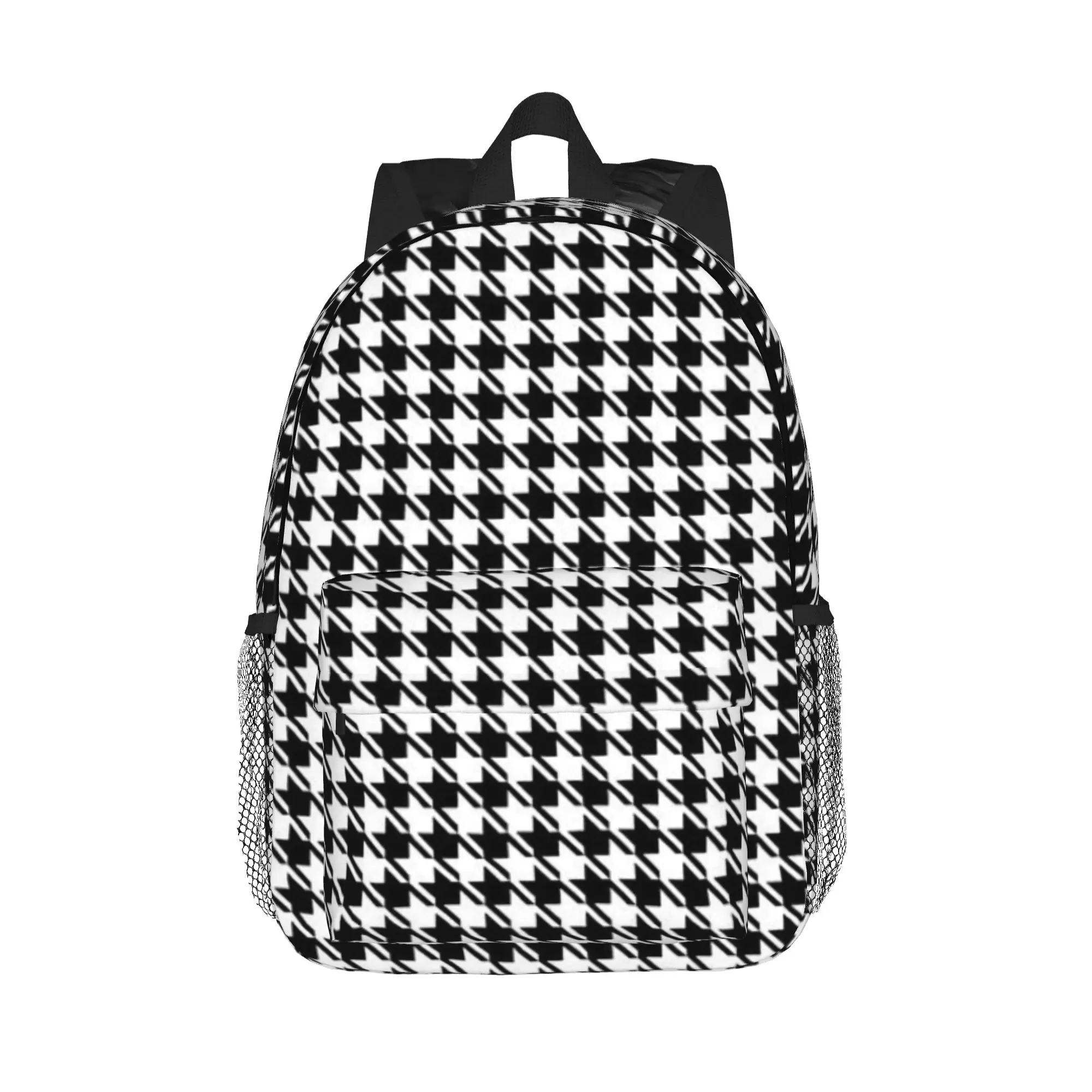 Houndstooth Black And White Pattern Backpack Hot Sale Daypack Boys Girls BookBag Shoulder Bags for Men Women School Bag