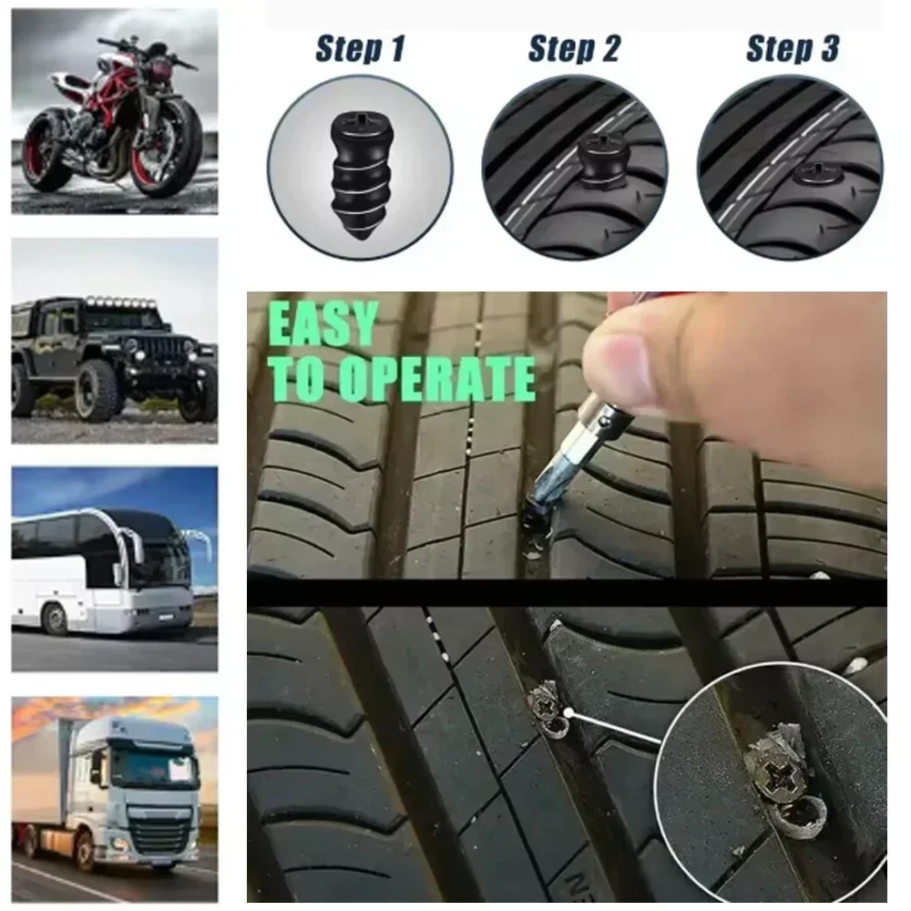 10-41PCS Car Tyre Repair Rubber Nail Set Car Motorcycle Tyre Repair Nails Truck Scooter Bike Tire Puncture Repair Tool