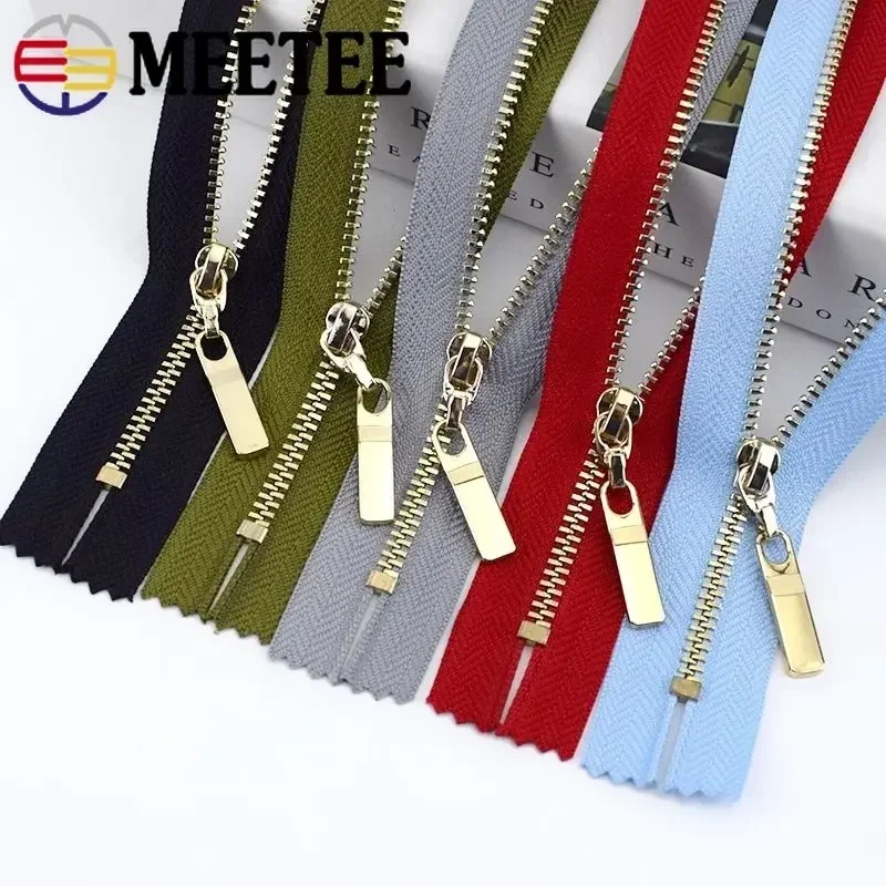 3Pcs 3# Metal Zippers 15/18/20/25/30cm Close-End Zipper Bag Pocket Gold Teeth Zips Clothing Zip Reapir Kit DIY Sewing Accessory