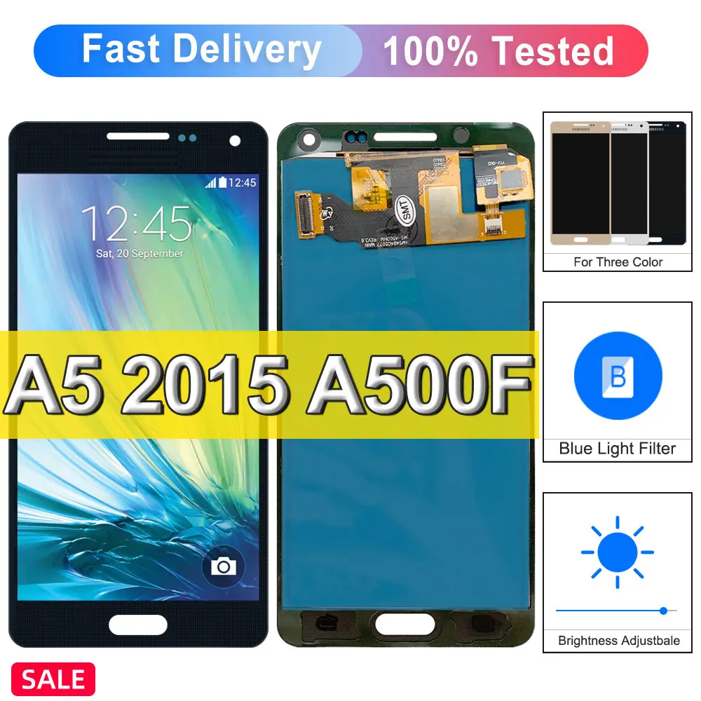 Pop A500 ЖК-дисплей для Samsung A5 2015, ЖК-дисплей, сенсорный дигитайзер в сборе для Samsung SM-A500F A500M с регулируемой яркостью