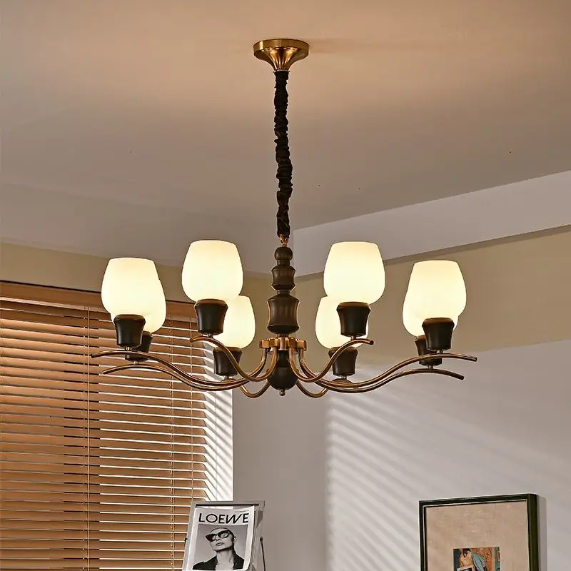 American retro chandelier New Chinese style, Middle ancient, Southern style, high-end designer lighting fixtures