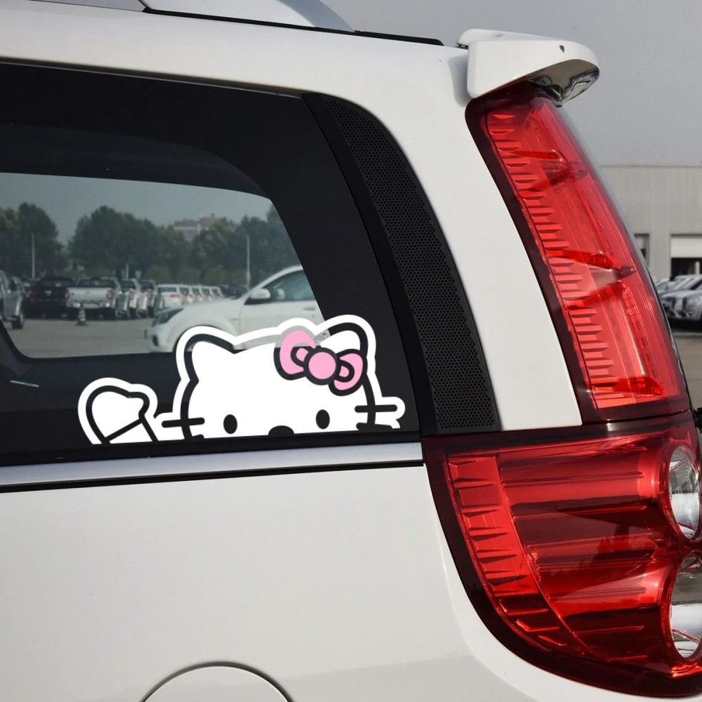 Hello Kitty Greeting Cute Lovely Decals Car Stickers For Window Windshield Bumper Trunk Motorcycle Auto Tuning