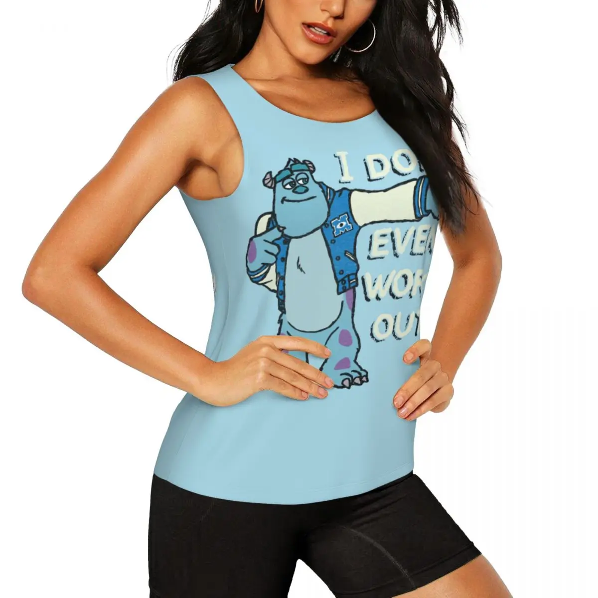 Custom Monsters University James P Sullivan Yoga Shirt Women Sulley Doesn't Work Out Workout Running Tank Tops