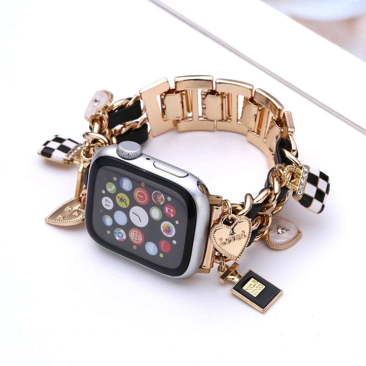 Women Luxury Band For Apple Watch 38mm 40 42mm 44mm 41 45mm 49mm For iWatch Series 8 7 6 5 4 3 se Leather+Stainless Steel Strap