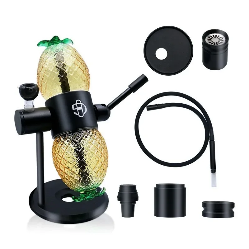 Large Gravity Smoking Water Pipe Hookah Set with Glass Tobacco Bowl Herb Pipas Portable 360 ° Rotation Shisha Pipes Accessories