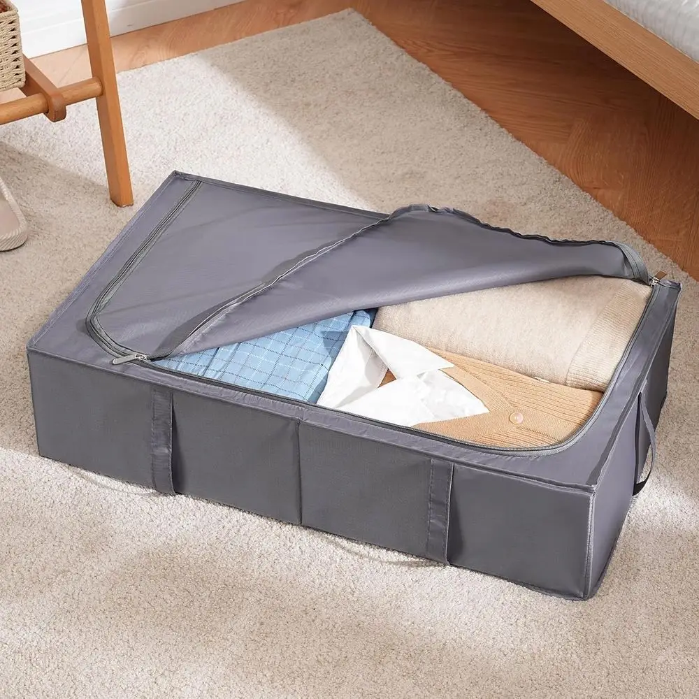 Under Bed Storage Containers, Durable Fabric, Washable, Collapsible, 27.5x16.5x7 Inches, 2-Pack, Grey