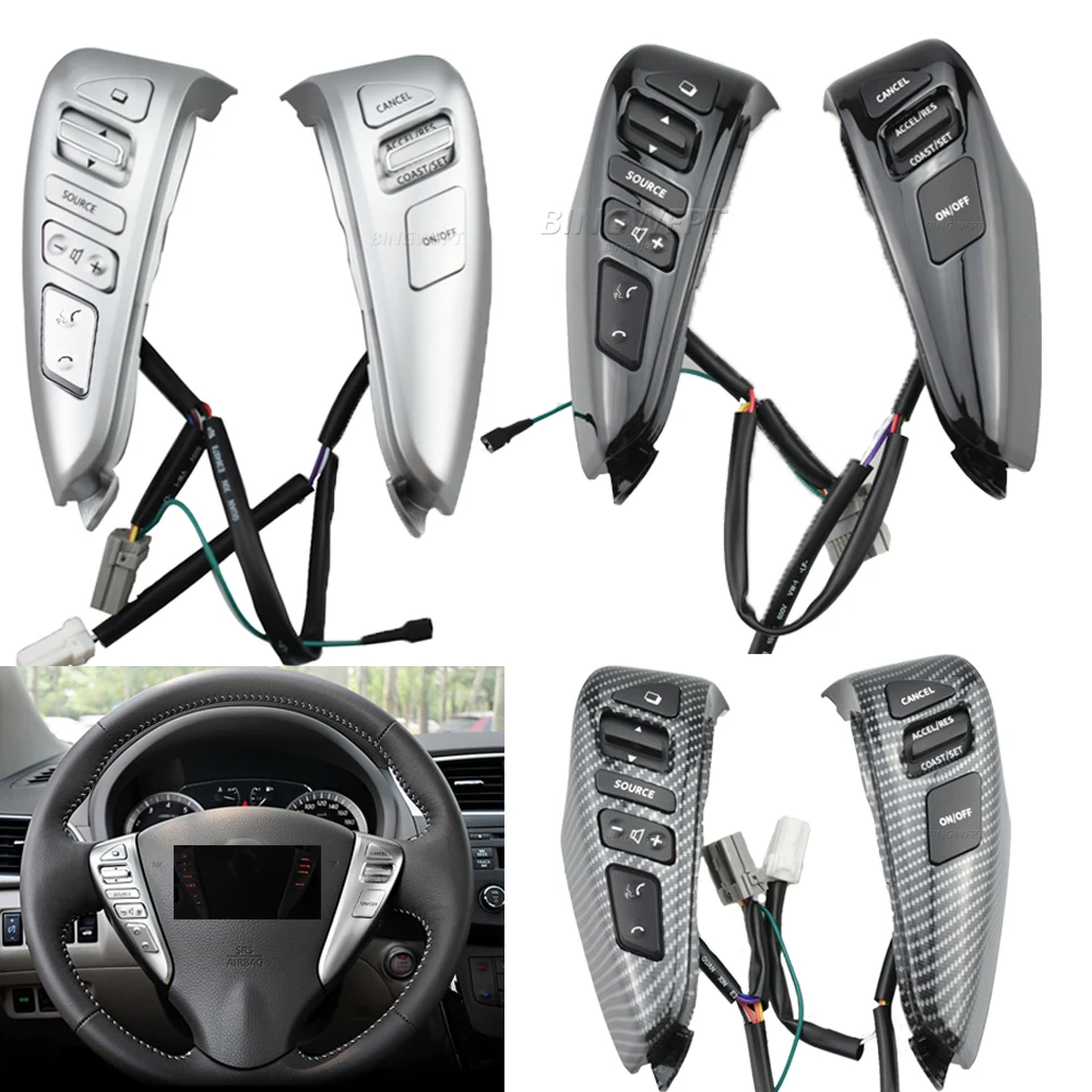 クルーズコントロールスイッチnissan、オーディオボリュームボタン、ステアリングホイールボタン、sentra Livina、almeraキューブ、逆ノート、25550-3da6a