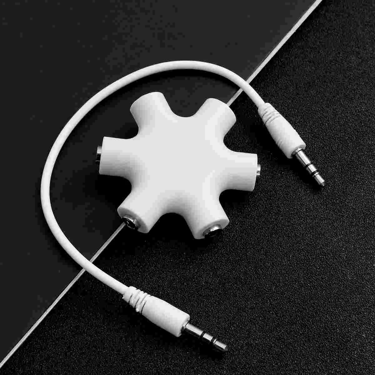 

1 to 5 Headphone Splitter 5-Way Snowflake Shape Audio Splitter 35mm Jack Plug (White) earphones adapter