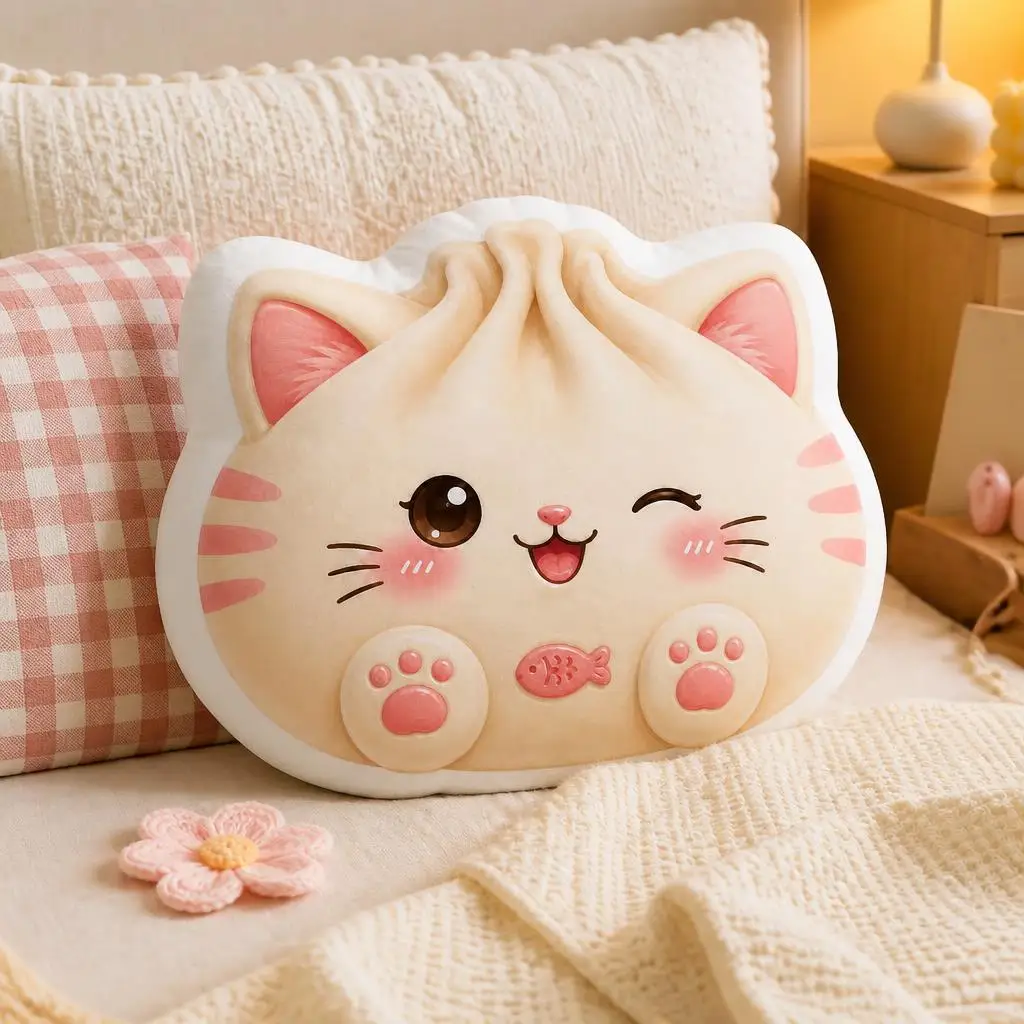 Cat Ear Dumpling Cute Kitten Paw Plush Pillow Cushion Funny Stuffed Throw Pillow Home Decor Gift Sofa Bed
