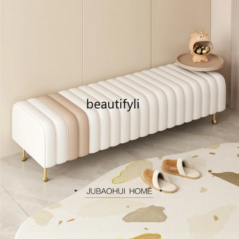 CXH Light Luxury Advanced Caterpillar Cloakroom Sofa Stool Bed End Stool Leather Bench