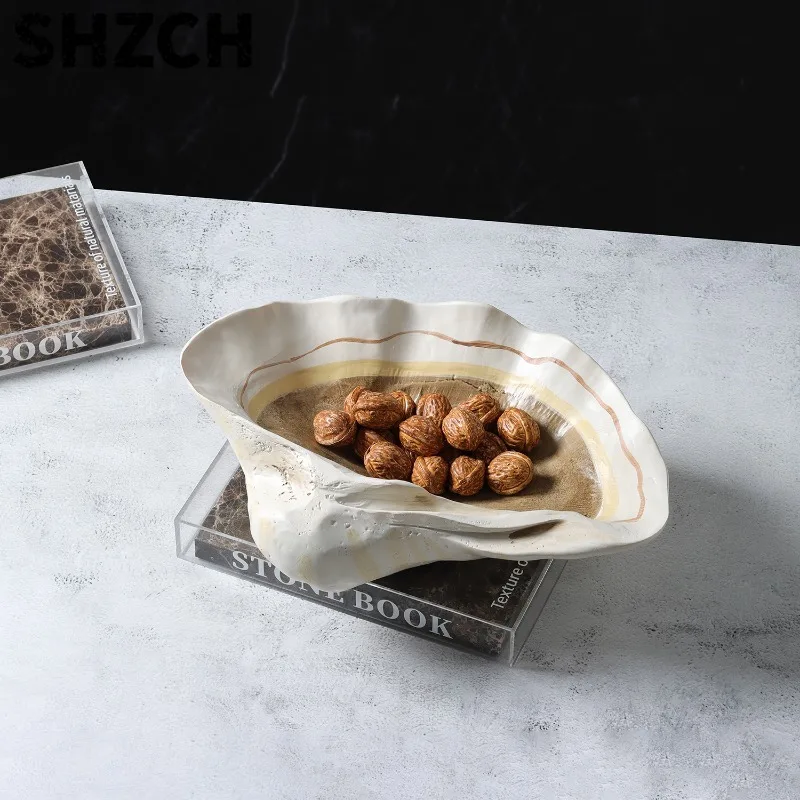 Resin Shell Decorative Plates Vintage Coastal Inspired Home Decor Multipurpose Jewelry Display Tray Seashell Fruit Storage Trays