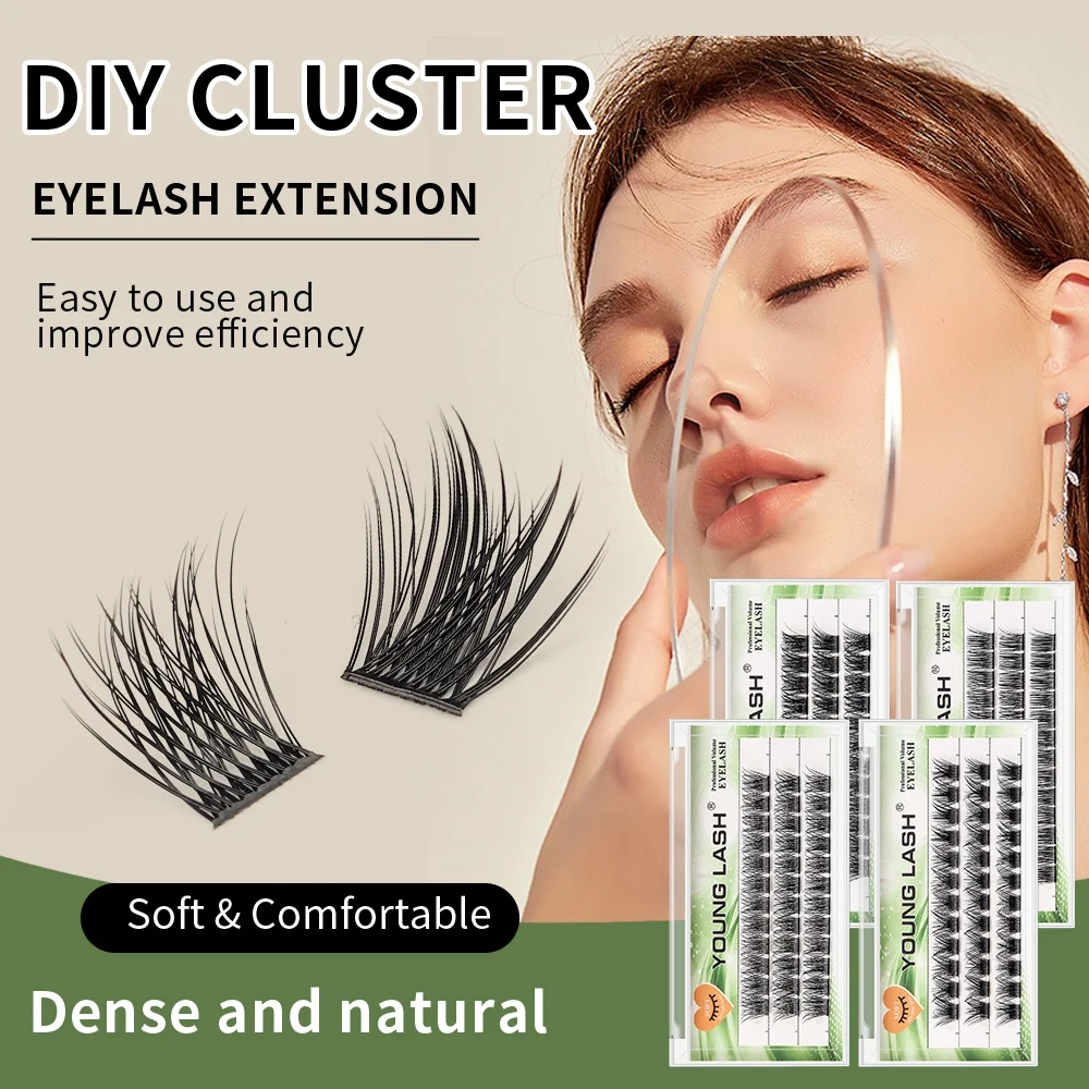 YOUNG LASH DIY Eyelashes Cluster Lashes  Extensions C D Curl  Premade Volume Fans Russian Fake Eyelashes Natural Makeup