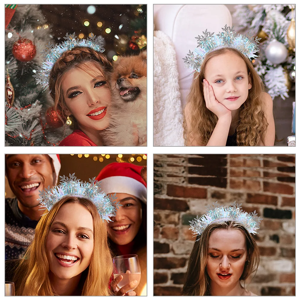 

3 Pcs Snowflake Headband Glitter Xmas Party Headband Hair Accessories Fashion Party Decorative Non Fading Lightweight